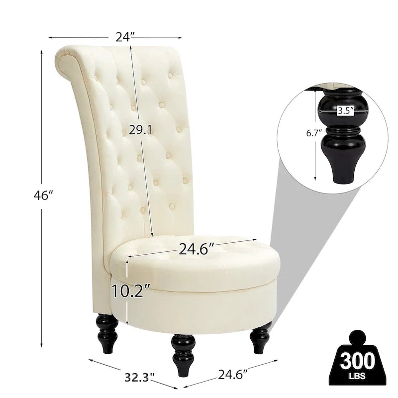 AVAWING Set of 2 Throne Royal Chair Thick Padding and Rubberwood Legs 29