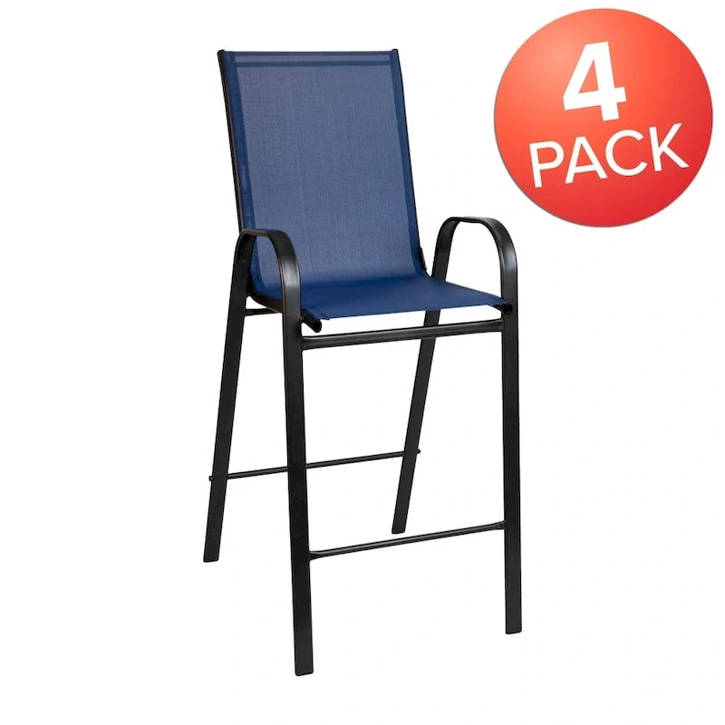 4 Pack Outdoor Barstools with Flex Comfort Material - Patio Stool 32