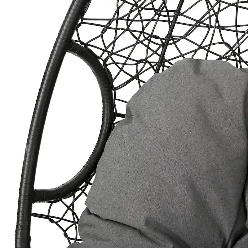 Waterproof Outdoor Wicker Hanging Basket Chair with Cushions, Hammock Seat - 300 lbs Capacity 11