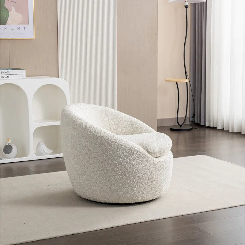 Swivel Barrel Chair - 360° Rotation - Boucle Fabric 6