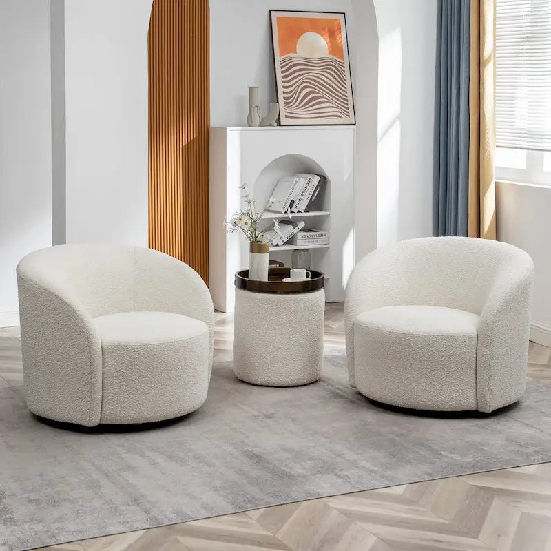 KINWELL 34 Wide Upholstered Swivel Accent Barrel Chair (Set of 2) 5