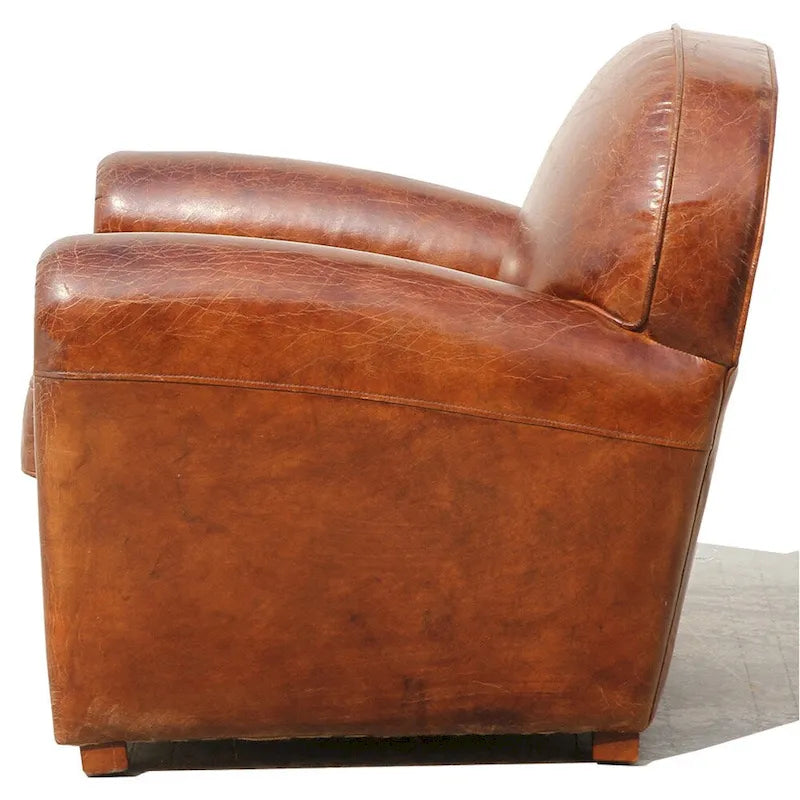 Poltrona Club Paris in vera pelle Pasargad Home, marrone 8
