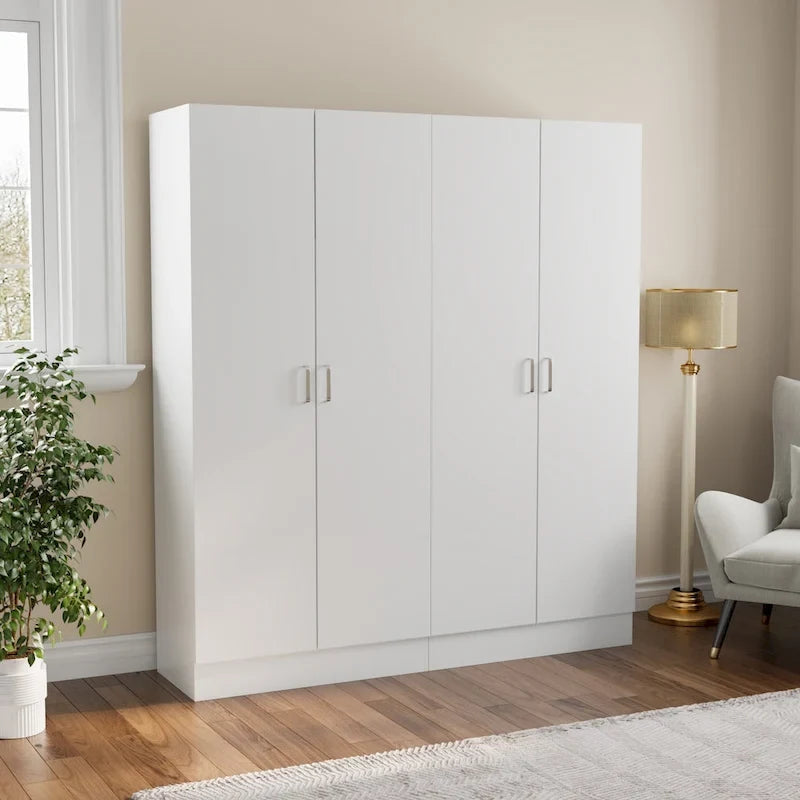 2-Door Wardrobe Armoires Freestanding Bedroom Armoire with Hanging Rod 11