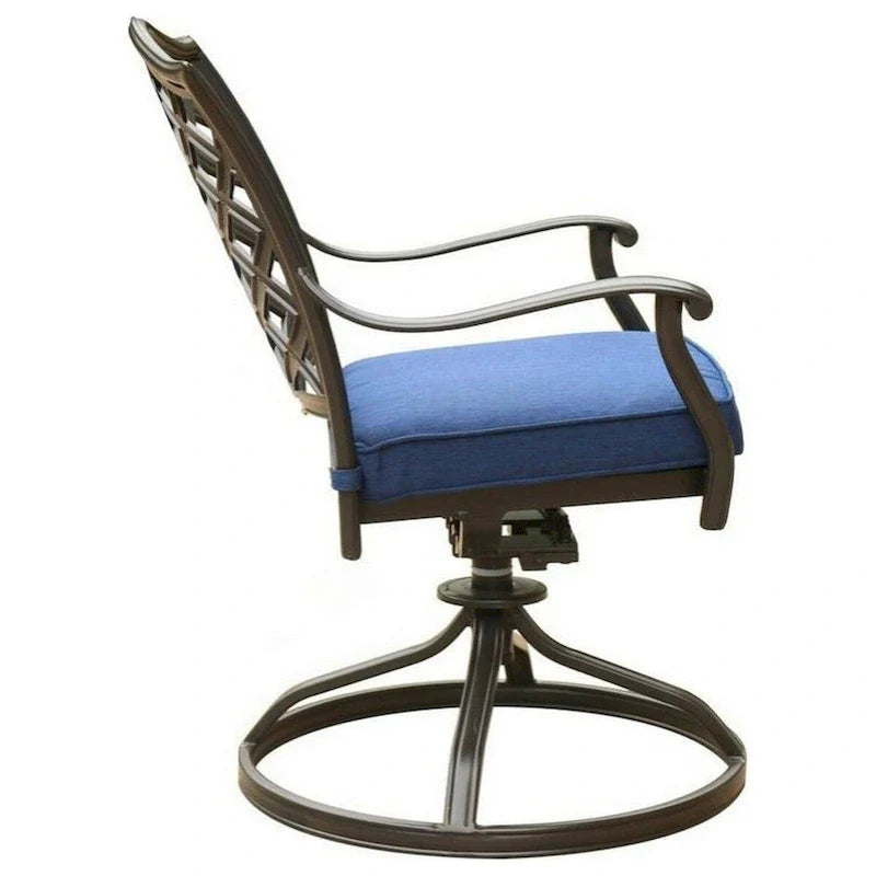 Wynn 25 Inch Modern Patio Dining Swivel Chair with Cushion, Set of 2, Blue 4