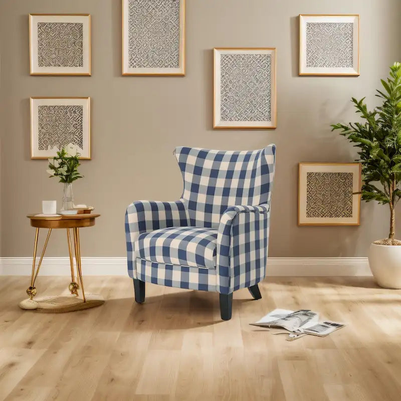 Modern Retro 30.25 High Back Upholstered Arm Chair with Wood Legs for Living Room 30