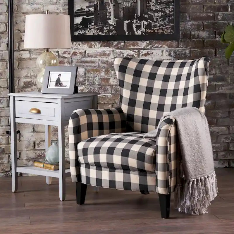 Modern Retro 30.25 High Back Upholstered Arm Chair with Wood Legs for Living Room 12
