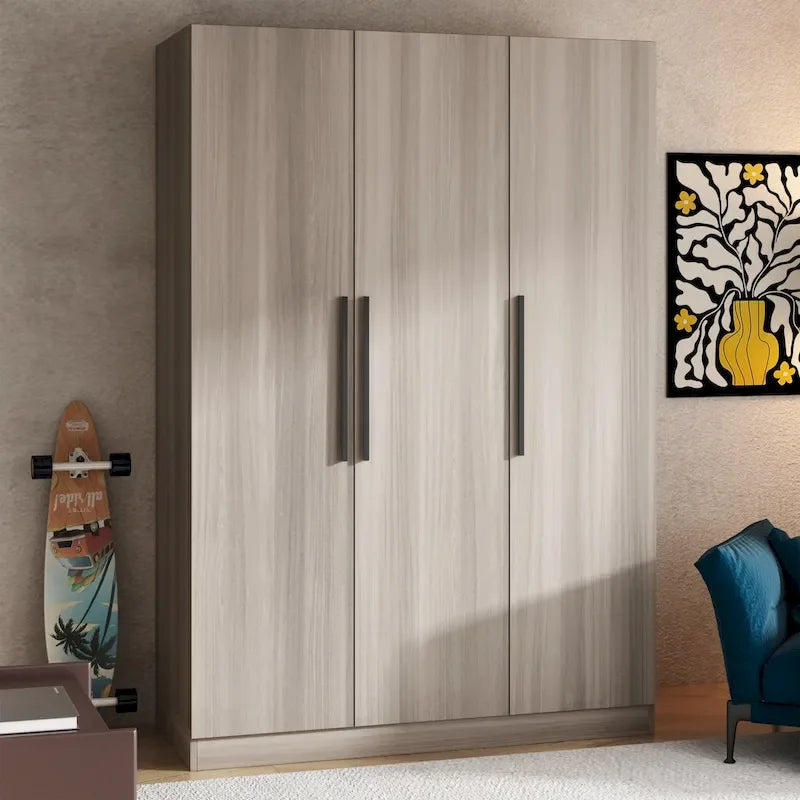 Wardrobe Armoire Wooden Closet Cabinet 6 Storage Cube and Hanging Rod 4