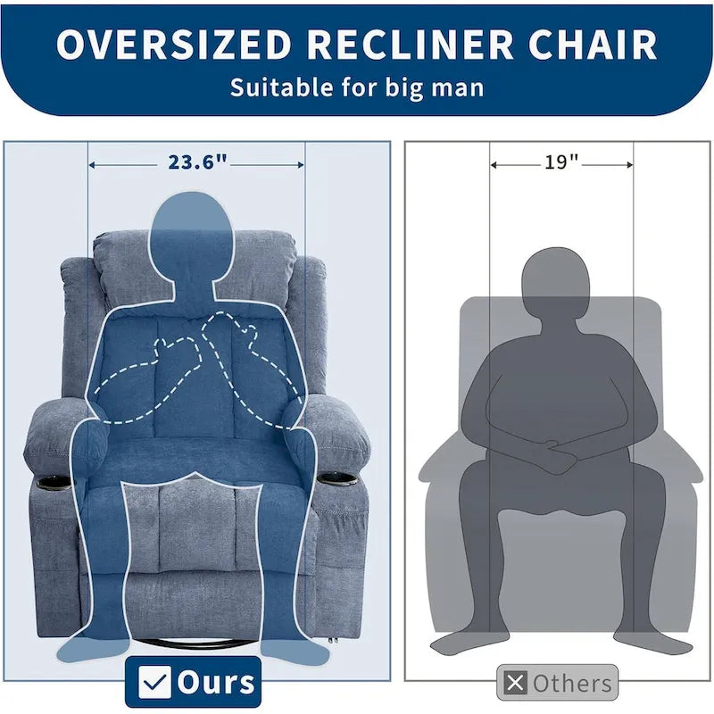Recliner Chair, Rocking Chairs with Massage and Heat, Side Pockets and Cup Holder 17