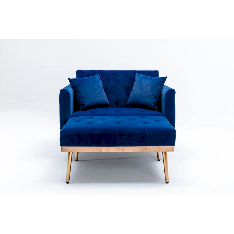 Velvet Upholstered Tufted Living Room Sleeper Sofa Chair With Rose Golden feet 42