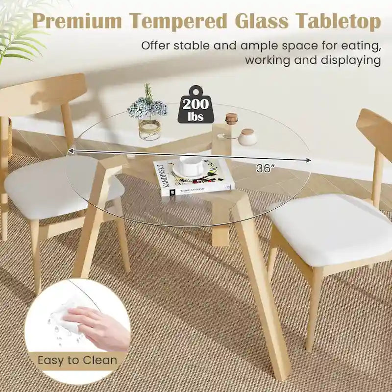 Costway 36 Round Glass Dining Table for 4 with Tempered Glass - See Details 11
