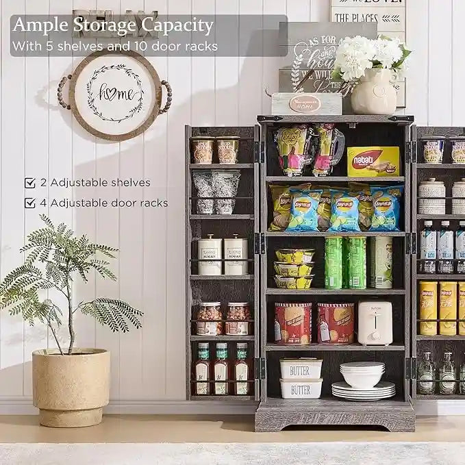47 Armadietto da Cucina Dispensa, Mobile Contenitore con Ante Scorrevoli Stile Fienile - N/D 28