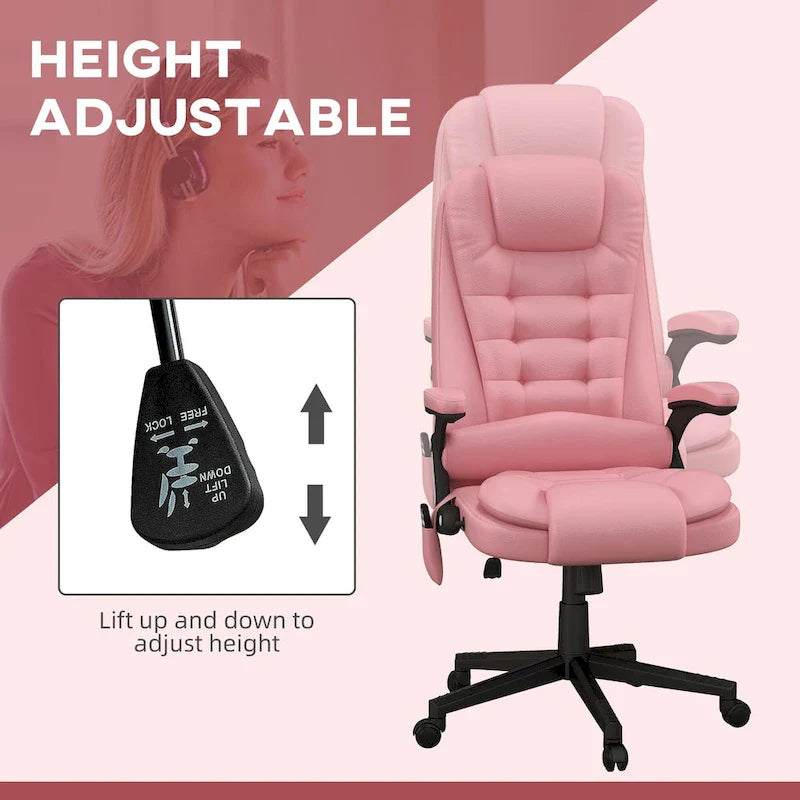 HOMCOM High Back Vibration Massage Office Chair with 6 Vibration Points, Heated Reclining PU Leather Computer Chair 5