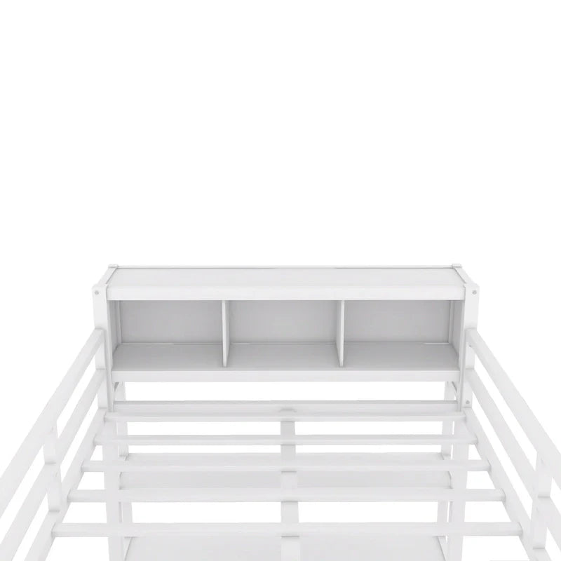 Letto a soppalco in metallo Off-White con scrivania e armadio - Matrimoniale 9