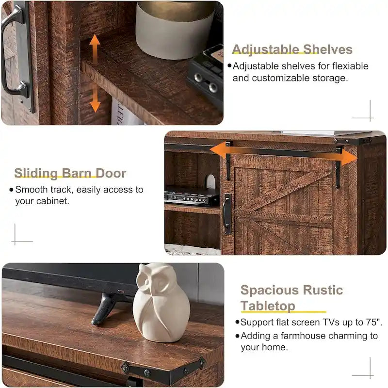 Farmhouse Wood TV Stand, Rustic Entertainment Center, Console Cabinet - n/a 16