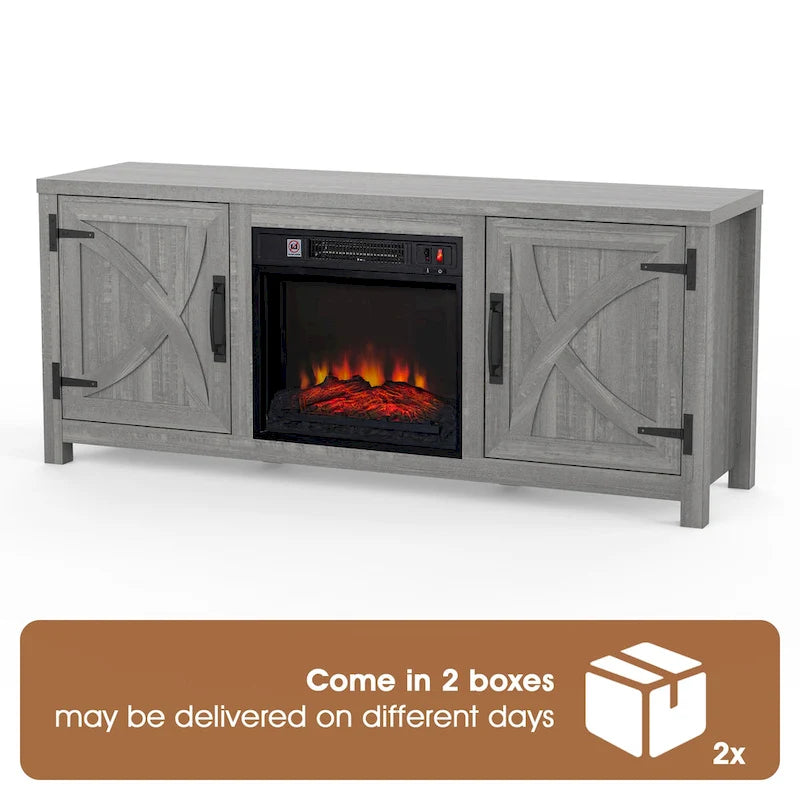 58 Farmhouse Electric Fireplace TV Stands Console Table for TV's up to 65 33