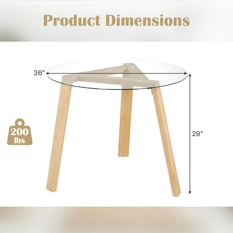 Costway 36 Round Glass Dining Table for 4 with Tempered Glass - See Details 12