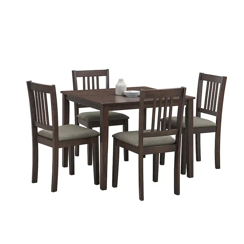 Set Tavolo e Sedie per Colazione in Cucina, Tavolo da Pranzo Quadrato in Legno, Tavolo da Pranzo Casuale con 4 Sedie Imbottite 27