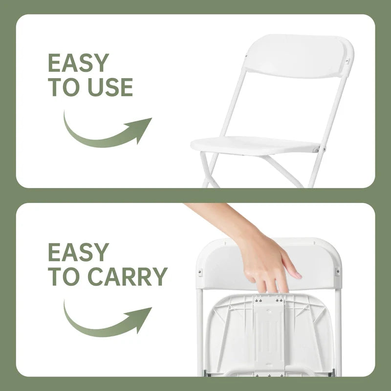 10 Pack Plastic Folding Chair 350lb. Capacity for Events Office Wedding Party Picnic Kitchen Dining 5