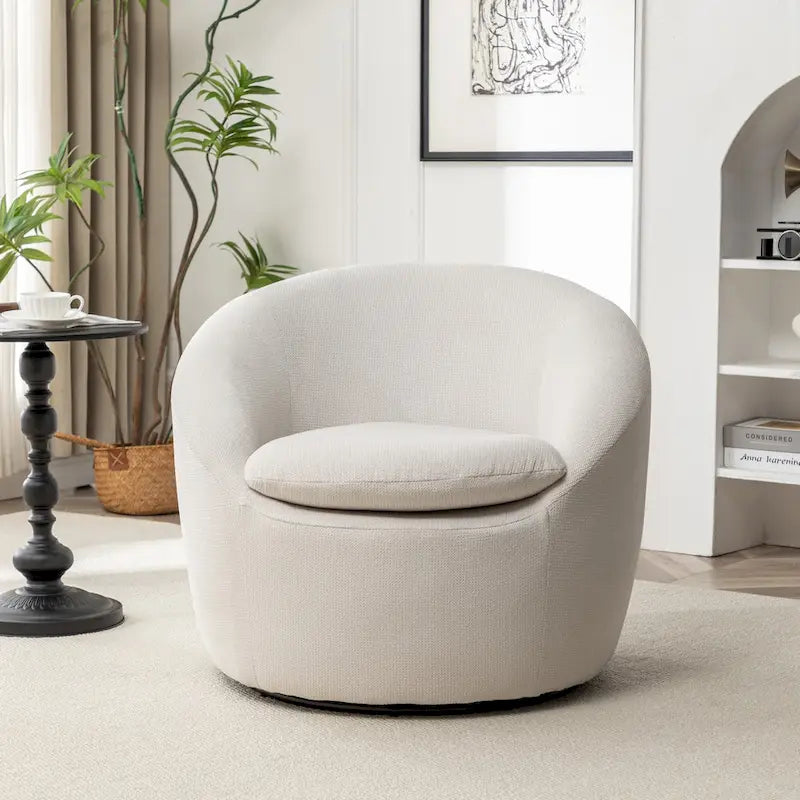 Swivel Barrel Chair - 360° Rotation - Boucle Fabric 16