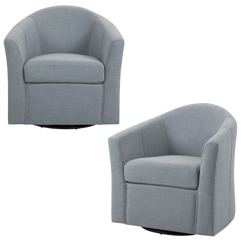 Set of 2 Modern Upholstered Swivel Barrel Chair Living Room Accent Chair 9