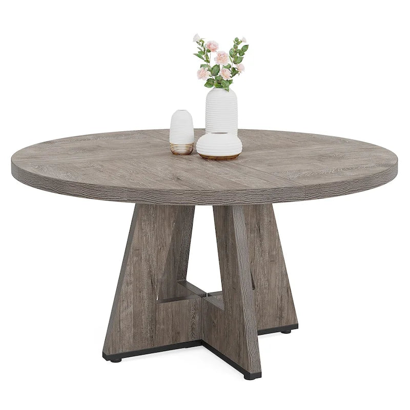 47 Inch Round Dining Table for 4, Wood Farmhouse Dinner Dinning Table for Kitchen Dining Living Room 38