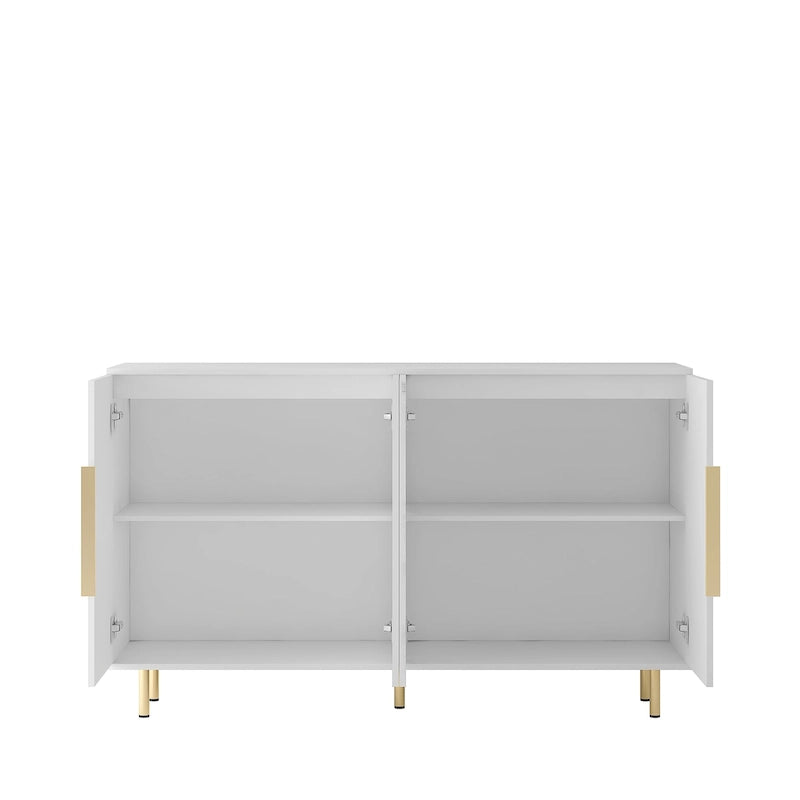 Buffet Cabinet with Fluted Decorative Doors, Wood Sideboard Cabinet with Metal Handles, Storage Cabinet with Adjustable Shelves 9