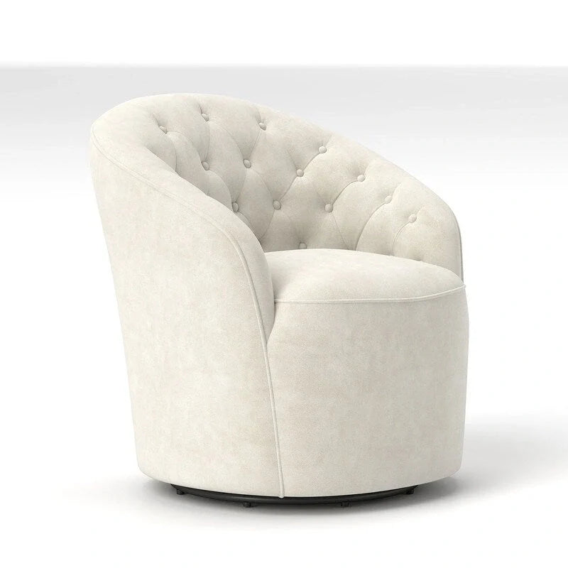 Velvet Upholstered 360 Degree Swivel Barrel Chair with Button Tufted Back 5