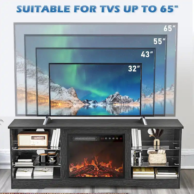 Bossin 58 Fireplace TV Stand with 18 Electric Fireplace,Modern Entertainment Center for 65 TVs,TV Console 26