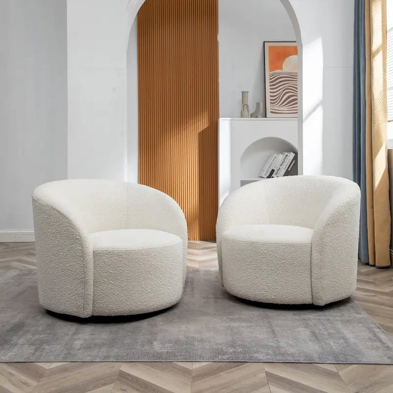 KINWELL 34 Wide Upholstered Swivel Accent Barrel Chair (Set of 2) 6
