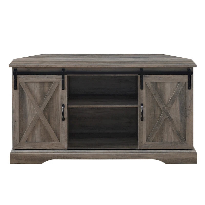 Middlebrook 52-inch Sliding Barn Door Corner TV Stand 12