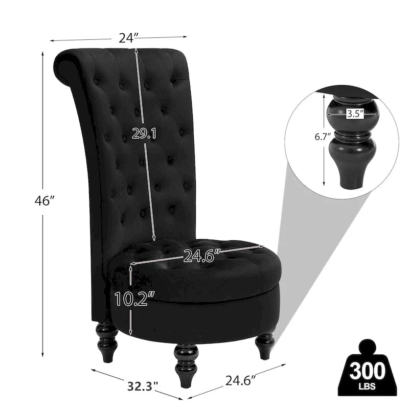 AVAWING Set of 2 Throne Royal Chair Thick Padding and Rubberwood Legs 9