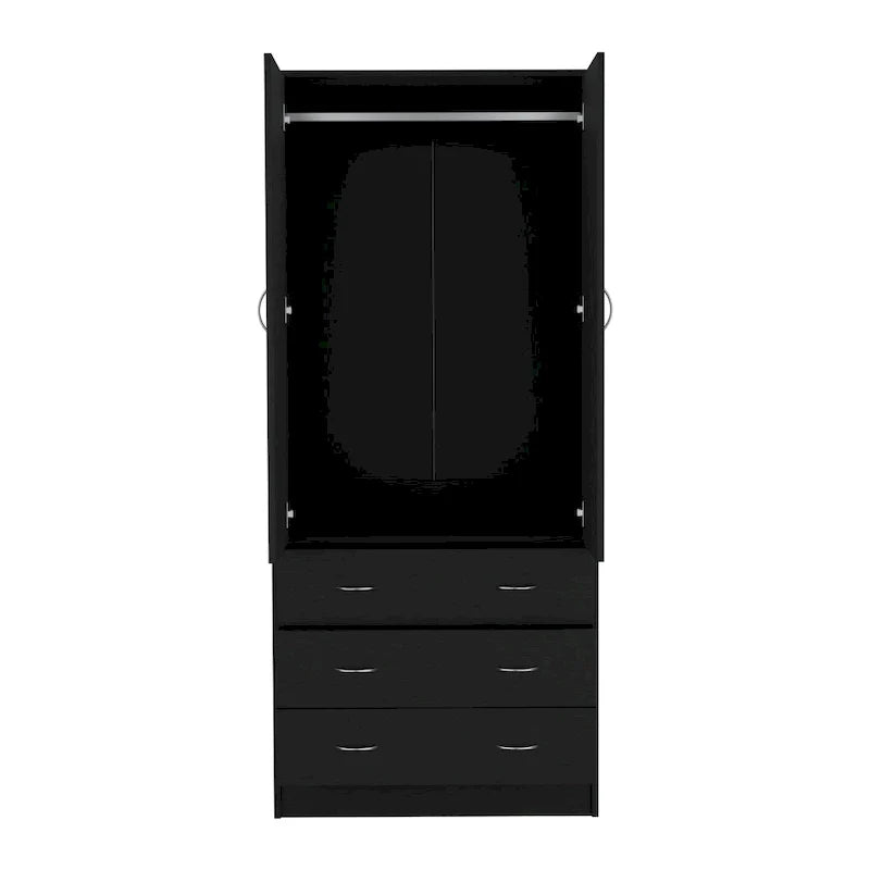 19  Modern Double-door Armoire with 3 Drawers and 1 Hanging Rod for Bedroom 8
