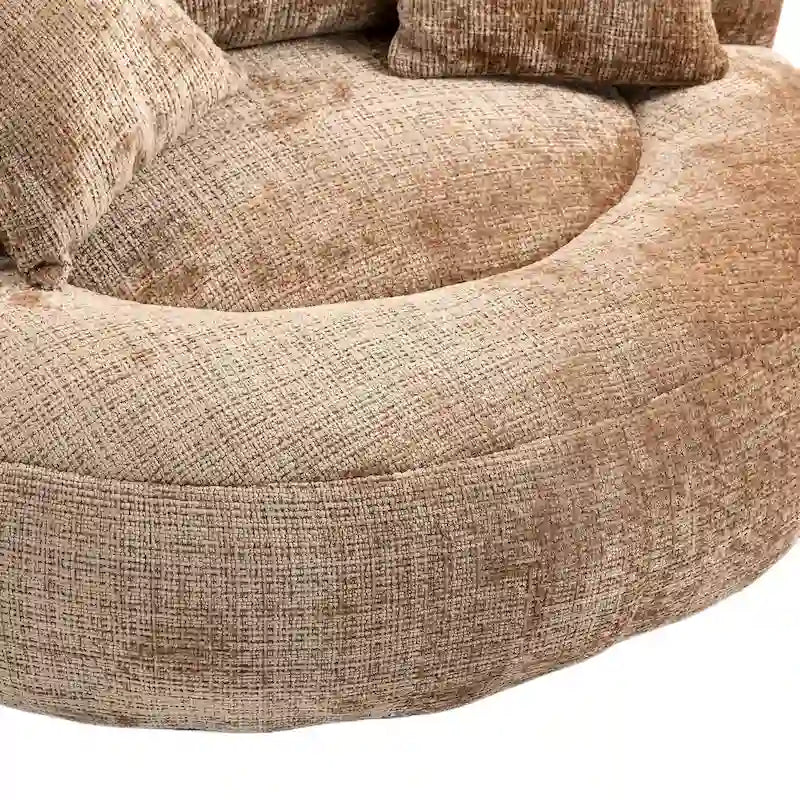 Chenille High Back Lazy Sofa with 3 Pillows and Oversized Bean Bag Chair 29