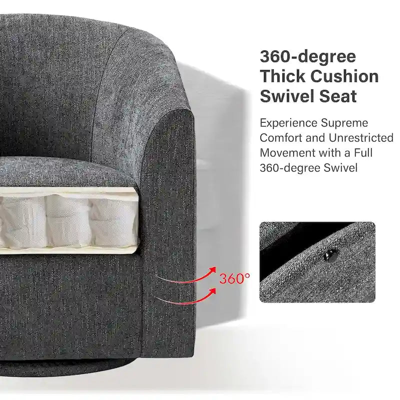 Cuenca Modern Upholstered Barrel Chair with Swivel Base 5