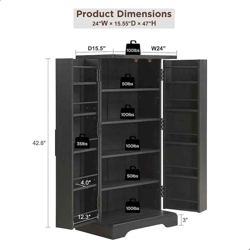 47 Armadietto da Cucina Dispensa, Mobile Contenitore con Ante Scorrevoli Stile Fienile - N/D 14