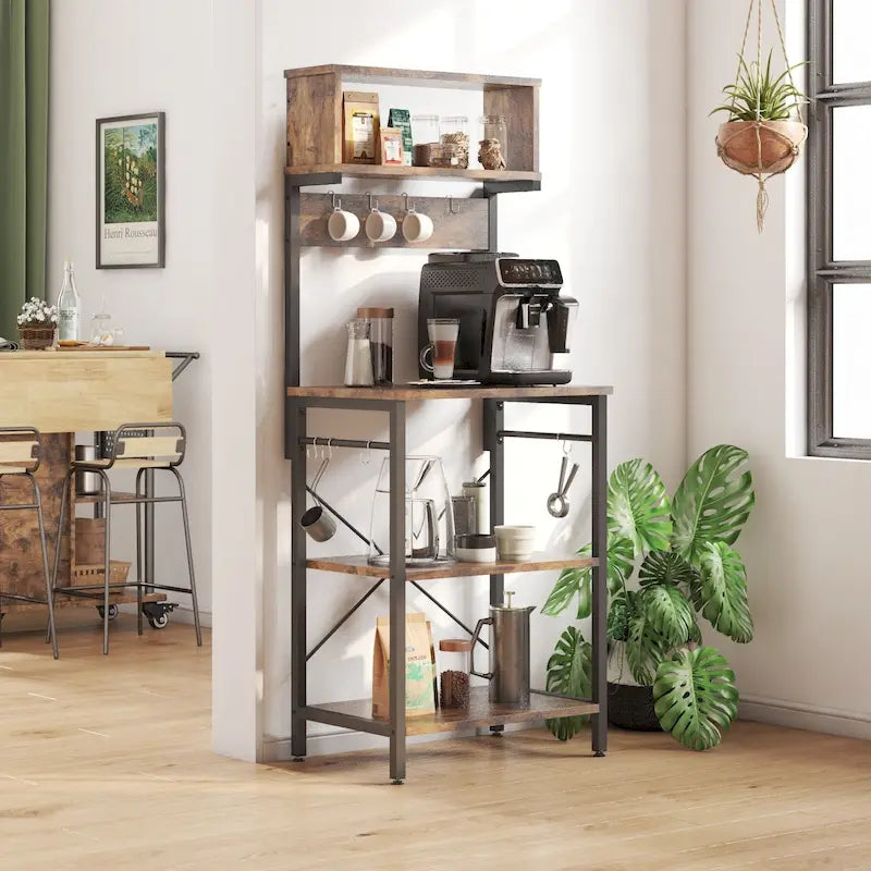 Scaffale da cucina per fornaio da 60 pollici con credenza 8 ganci laterali 33