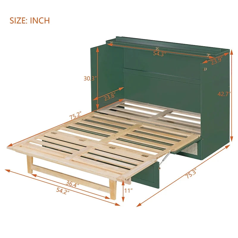 Nestfair Full Size Murphy Bed with Large Drawers 34