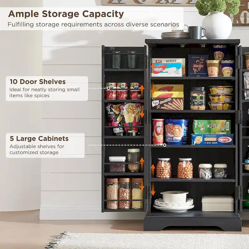 47 Armadietto da Cucina Dispensa, Mobile Contenitore con Ante Scorrevoli Stile Fienile - N/D 16