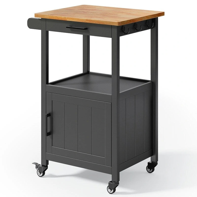 Wooden Kitchen Island Trolley Cart with Drawers 11