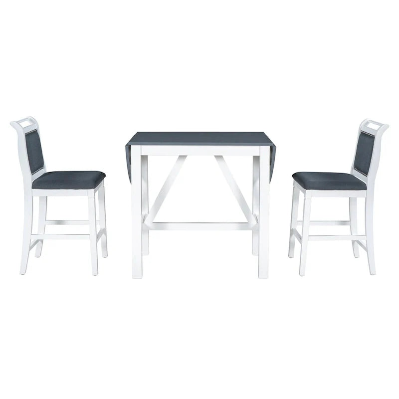 Set da 3 Pezzi Tavolo da Pranzo a Foglia Cadente a Altezza Bancone in Legno 9