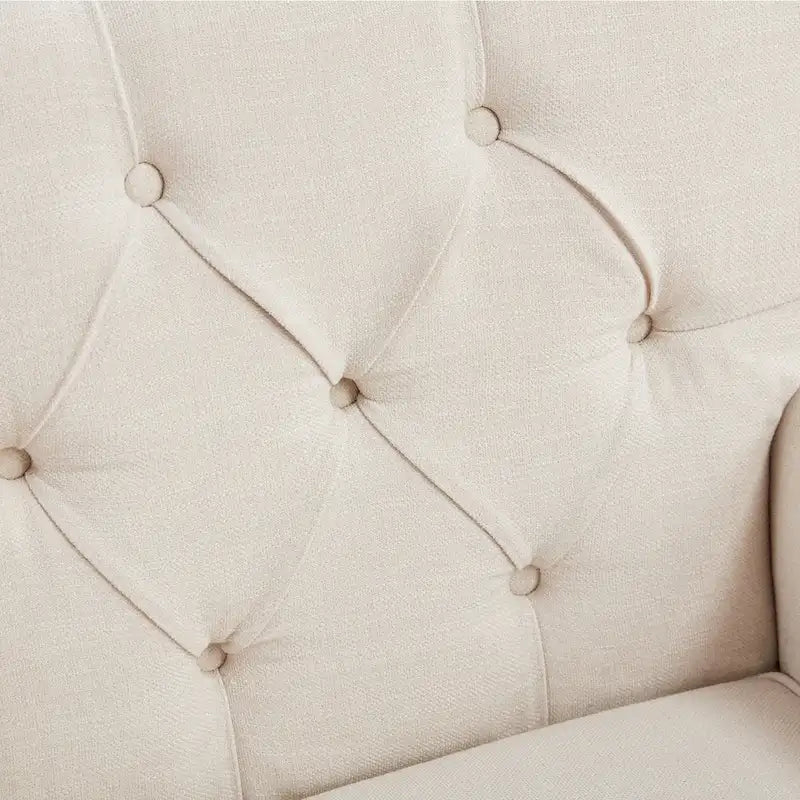 Set of 2 Arm Chair Upholstered Button Tufted Accent Chair with Lumbar Pillow Beige/ Grey/ Light Blue 27