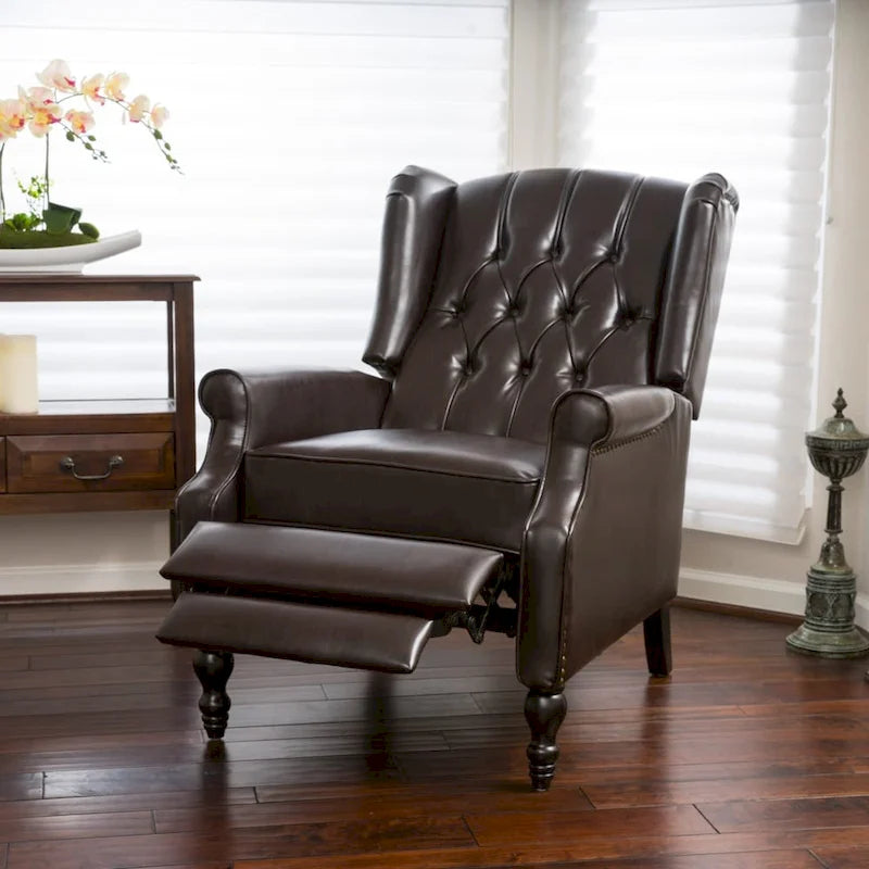 Walter Brown Bonded Leather Recliner Club Chair by Christopher Knight Home 1