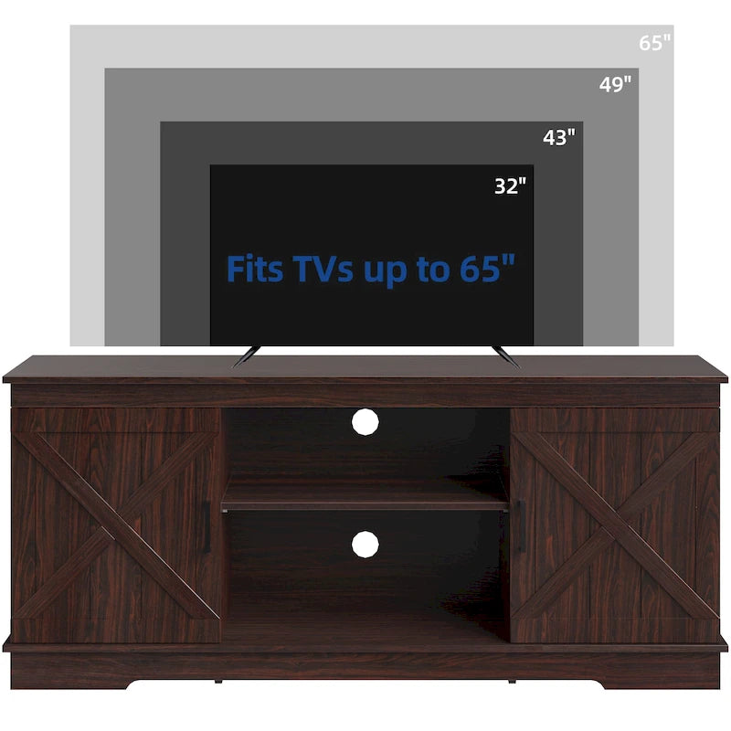 Farmhouse TV Stand for 65 Inch TV Media Console Entertainment Center Rustic Barn Doors 26