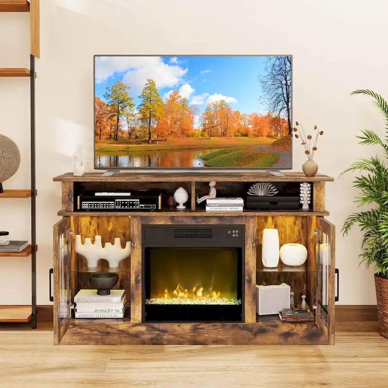 Mobile TV Costway con camino elettrico, luci LED e telecomando - Vedi dettagli 25