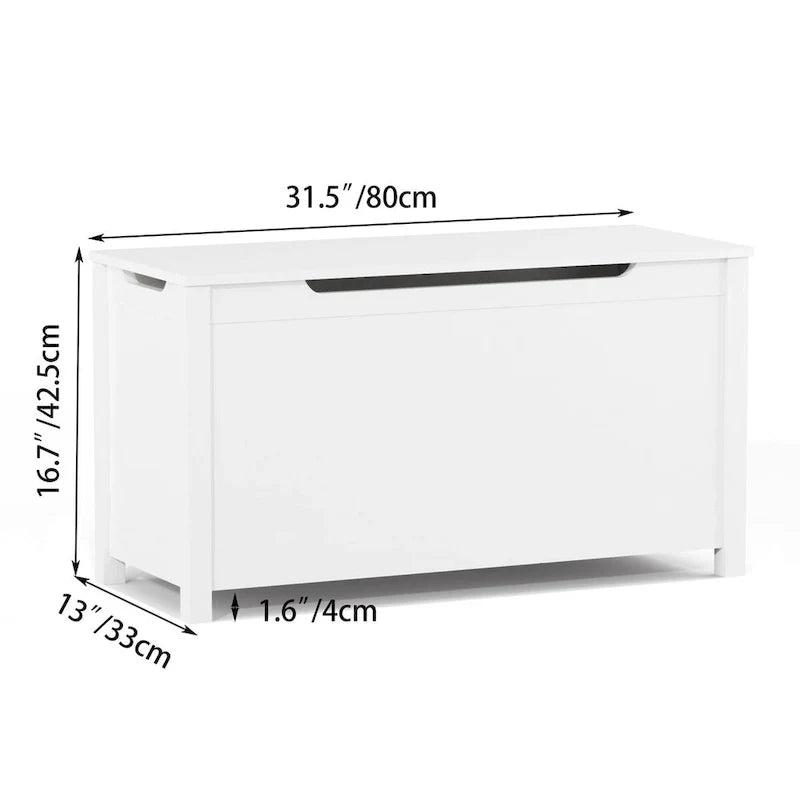 Kids Wooden Toy Box Storage with Safety Hinged Lid for Ages 3+ 20