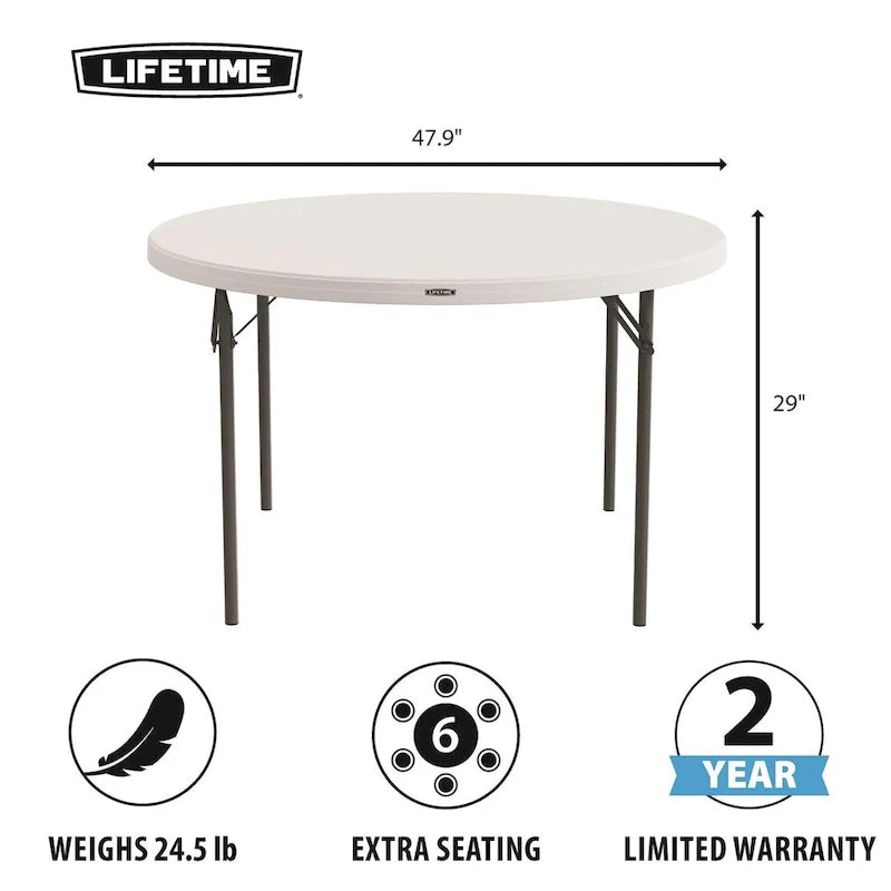 Lifetime 48 inch Round Nesting Table, Indoor/Outdoor Light Commercial Grade, White 4