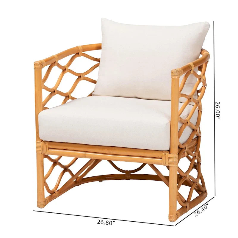 Poltrona Acelynn in Rattan Chiaro Miele Stile Bohemien 12