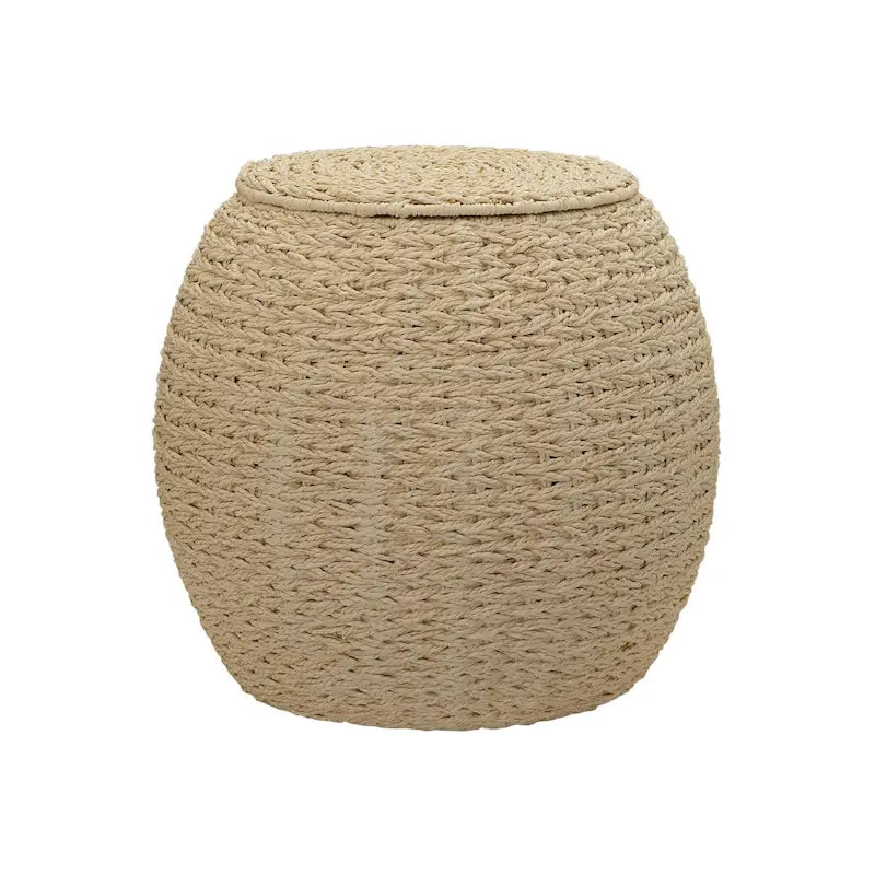 Household Essentials Handwoven Barrel Wicker Storage Basket Side Table - 17.0L x 17.0W x 19.0H 20