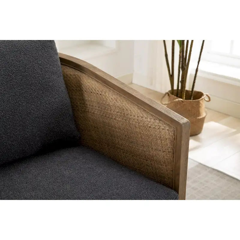 Poltrona a botte girevole, comoda poltrona rotonda d'accento, poltrona club a botte girevole a 360 gradi, poltrona relax con struttura in rattan intrecciato 29