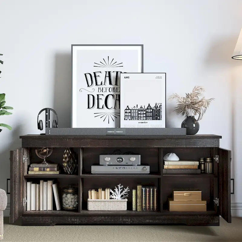 Farmhouse TV Stand for 65 Inch TV Media Console Entertainment Center Rustic Barn Doors 3